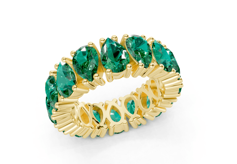 Melrose Pear Cut Emerald Gemstone Eternity Band 5 Carat Total Wt. - Ring Premier