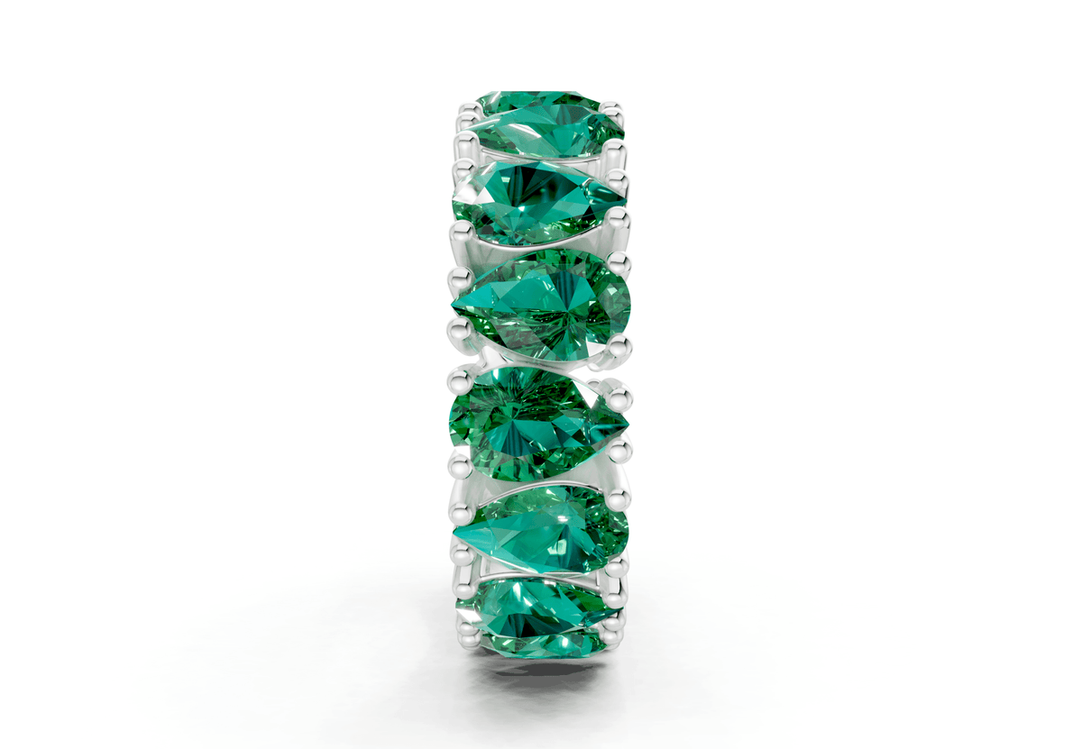 Melrose Pear Cut Emerald Gemstone Eternity Band 5 Carat Total Wt.