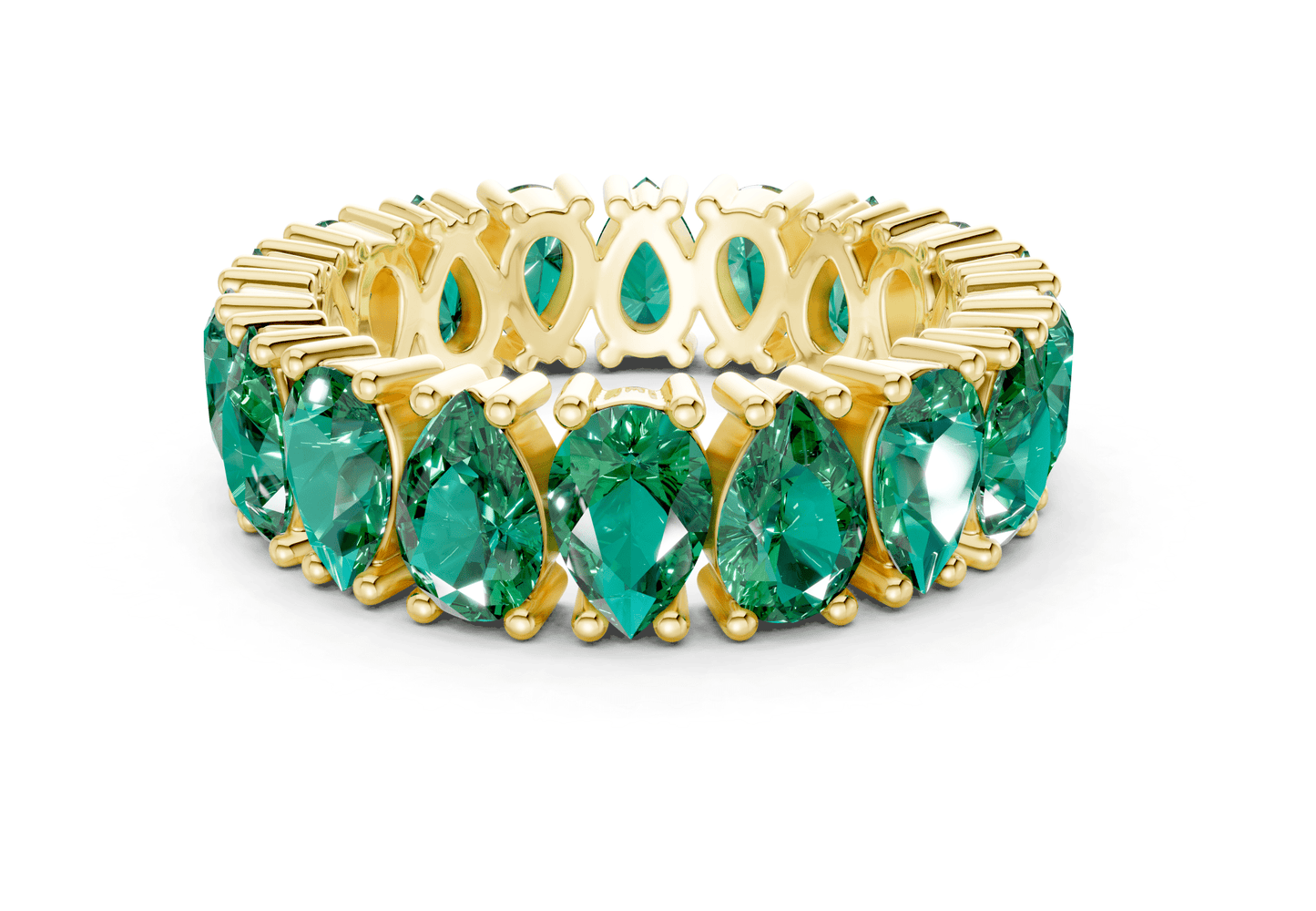 Melrose Pear Cut Emerald Gemstone Eternity Band 8 Carat Total Wt. - Ring Premier