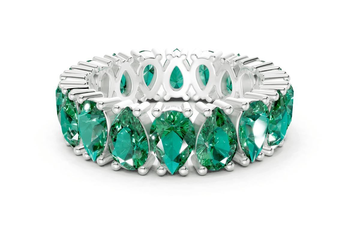 Melrose Pear Cut Emerald Gemstone Eternity Band 8 Carat Total Wt.