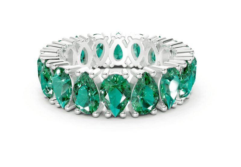 Melrose Pear Cut Emerald Gemstone Eternity Band 8 Carat Total Wt. - Ring Premier