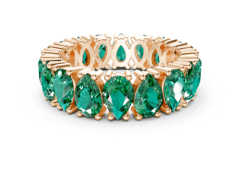 Melrose Pear Cut Emerald Gemstone Eternity Band 8 Carat Total Wt. - Ring Premier