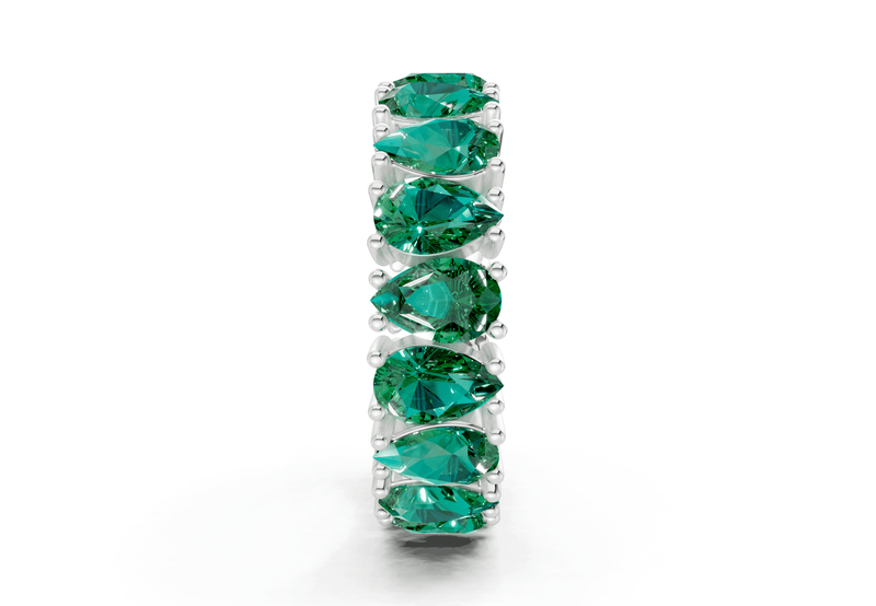 Melrose Pear Cut Emerald Gemstone Eternity Band 8 Carat Total Wt. - Ring Premier