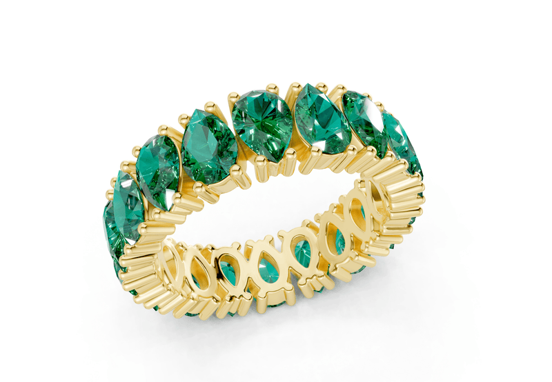 Melrose Pear Cut Emerald Gemstone Eternity Band 8 Carat Total Wt. - Ring Premier