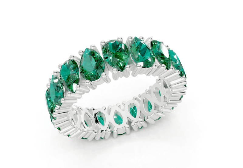 Melrose Pear Cut Emerald Gemstone Eternity Band 8 Carat Total Wt. - Ring Premier