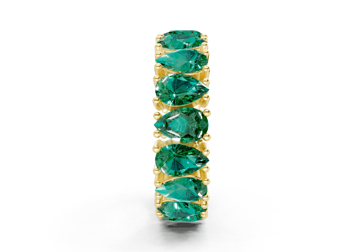 Melrose Pear Cut Emerald Gemstone Eternity Band 8 Carat Total Wt.