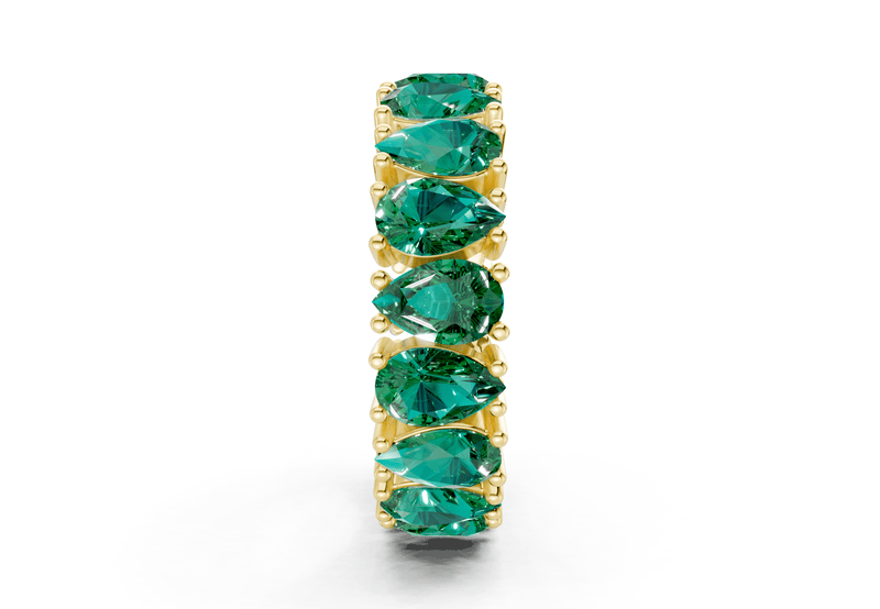 Melrose Pear Cut Emerald Gemstone Eternity Band 8 Carat Total Wt. - Ring Premier