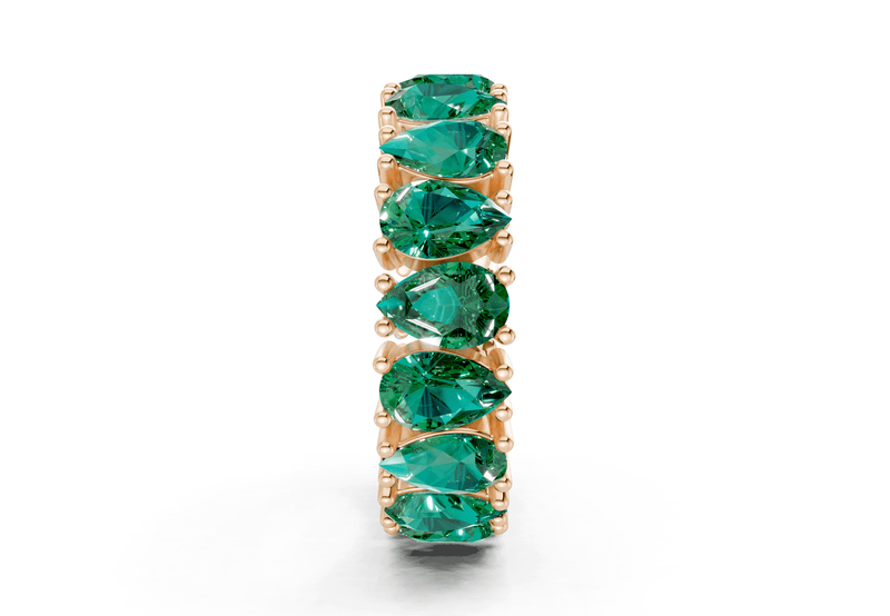 Melrose Pear Cut Emerald Gemstone Eternity Band 8 Carat Total Wt. - Ring Premier