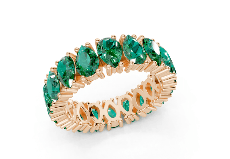 Melrose Pear Cut Emerald Gemstone Eternity Band 8 Carat Total Wt. - Ring Premier