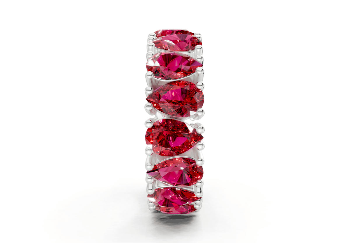 Melrose Pear Cut Ruby Gemstone Eternity Band 5 Carat Total Wt.