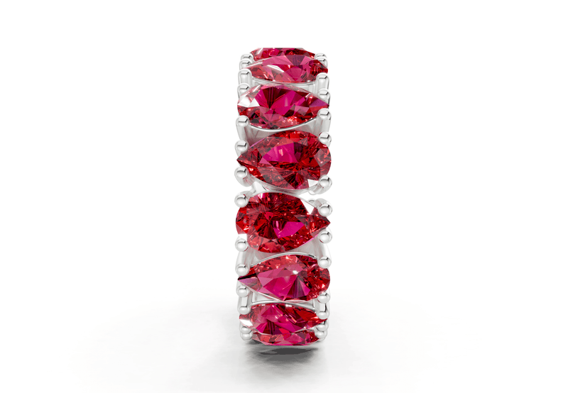 Melrose Pear Cut Ruby Gemstone Eternity Band 5 Carat Total Wt. - Ring Premier