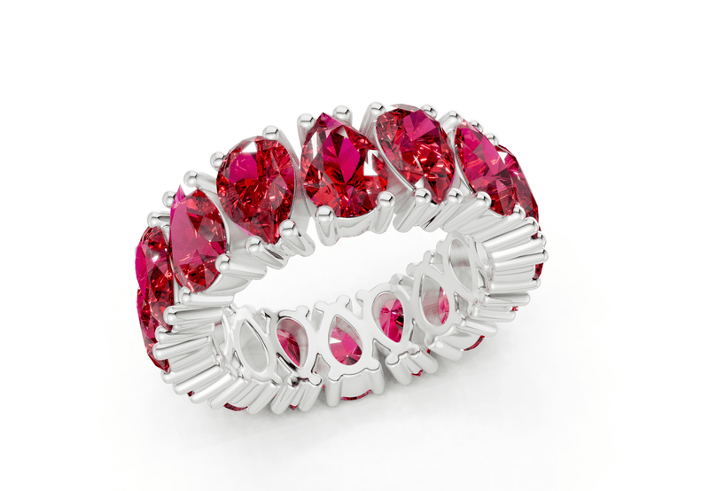 Melrose Pear Cut Ruby Gemstone Eternity Band 5 Carat Total Wt. - Ring Premier