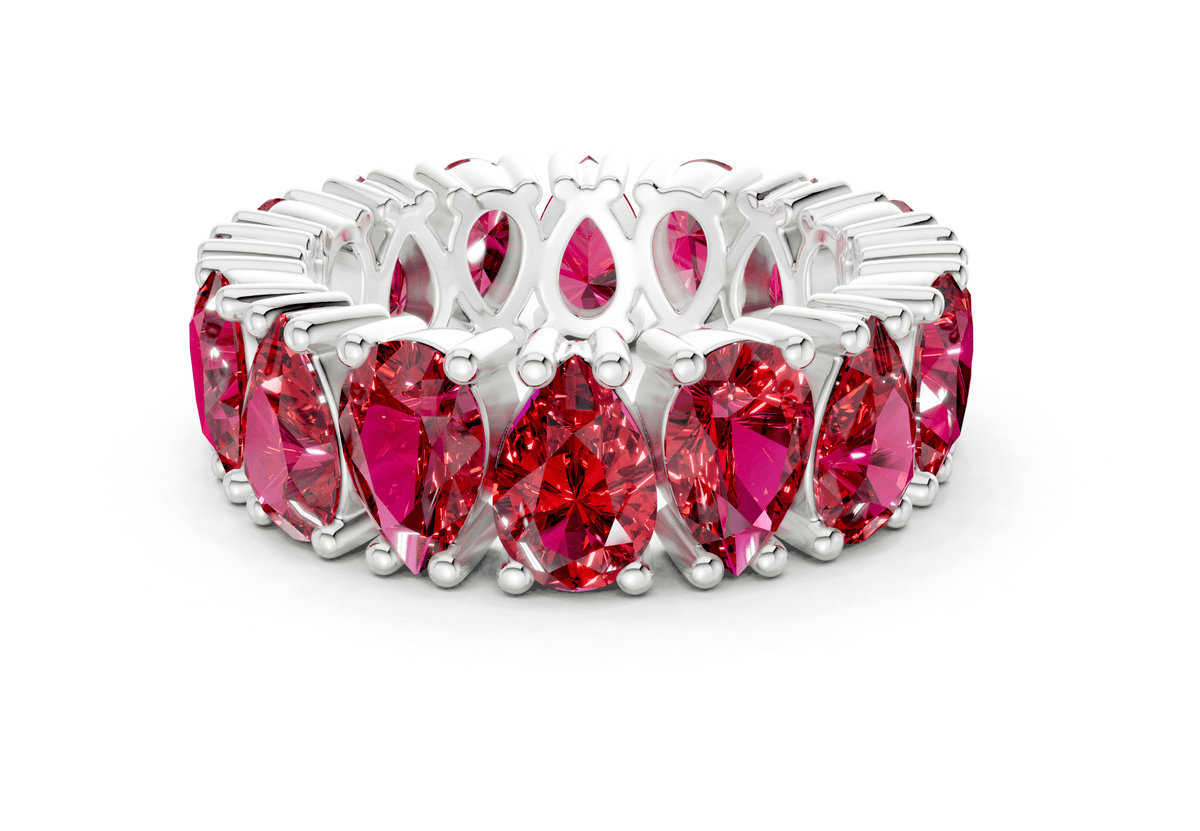 Melrose Pear Cut Ruby Gemstone Eternity Band 5 Carat Total Wt.