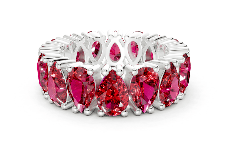 Melrose Pear Cut Ruby Gemstone Eternity Band 5 Carat Total Wt. - Ring Premier