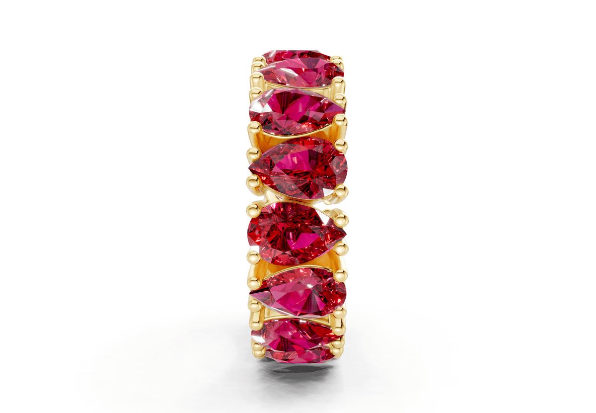 Melrose Pear Cut Ruby Gemstone Eternity Band 5 Carat Total Wt.