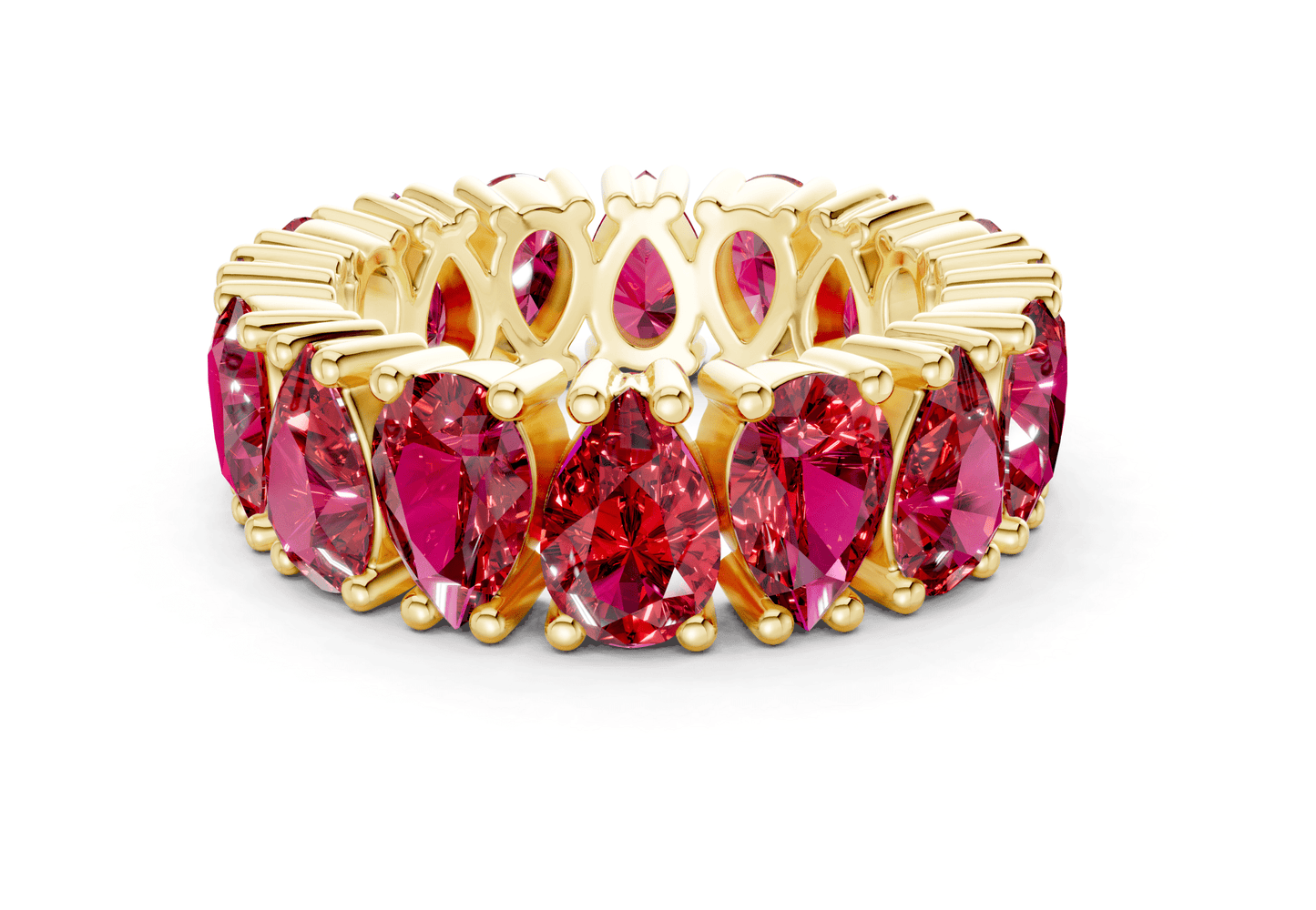 Melrose Pear Cut Ruby Gemstone Eternity Band 5 Carat Total Wt. - Ring Premier