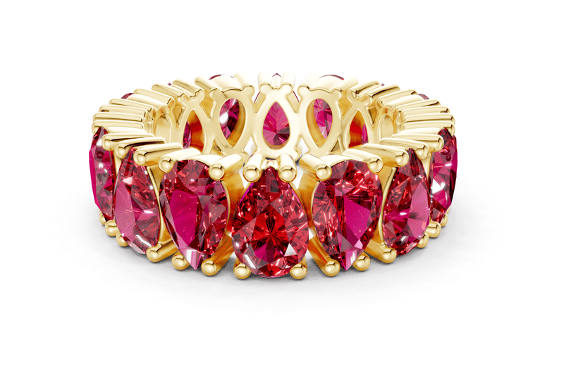 Melrose Pear Cut Ruby Gemstone Eternity Band 5 Carat Total Wt.