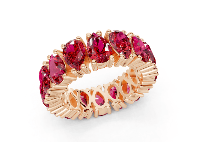 Melrose Pear Cut Ruby Gemstone Eternity Band 5 Carat Total Wt. - Ring Premier
