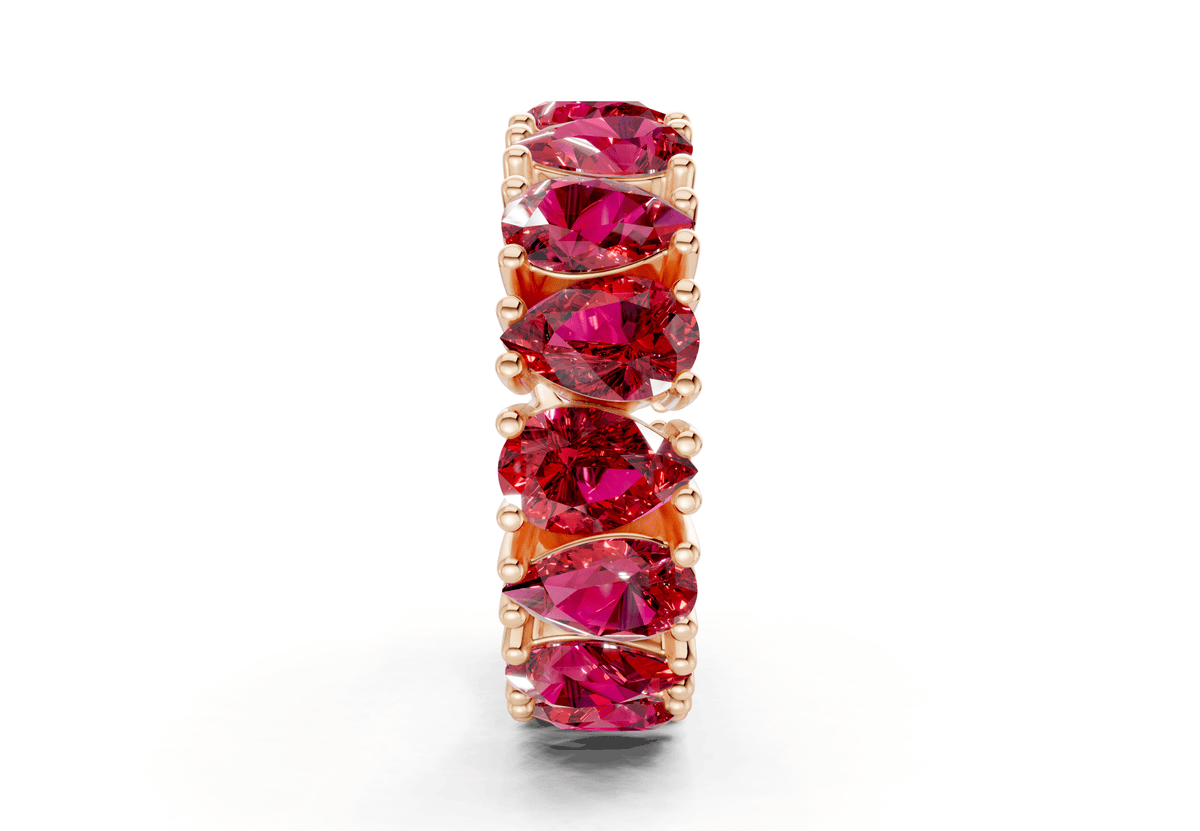 Melrose Pear Cut Ruby Gemstone Eternity Band 5 Carat Total Wt.