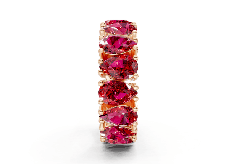 Melrose Pear Cut Ruby Gemstone Eternity Band 5 Carat Total Wt. - Ring Premier