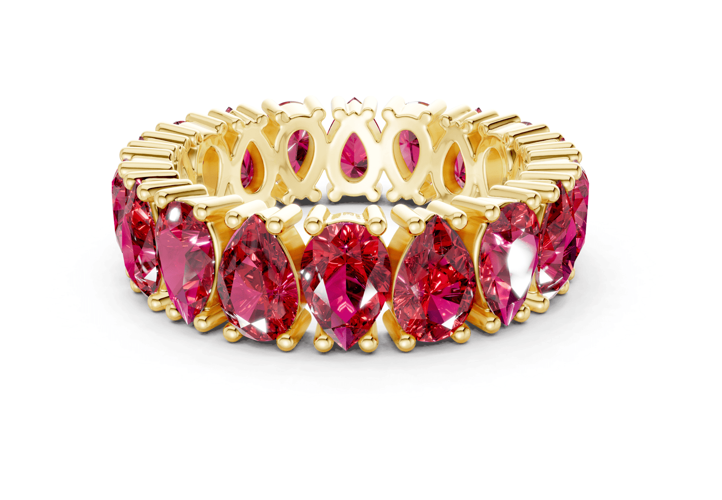 Melrose Pear Cut Ruby Gemstone Eternity Band 8 Carat Total Wt. - Ring Premier