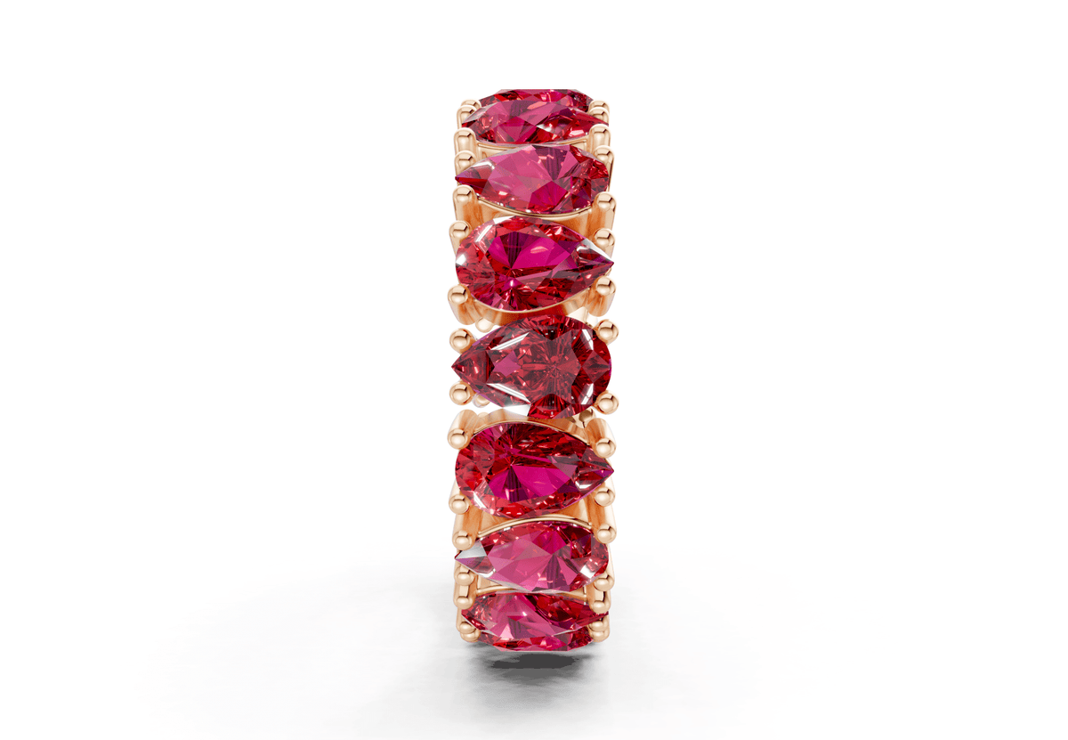 Melrose Pear Cut Ruby Gemstone Eternity Band 8 Carat Total Wt.