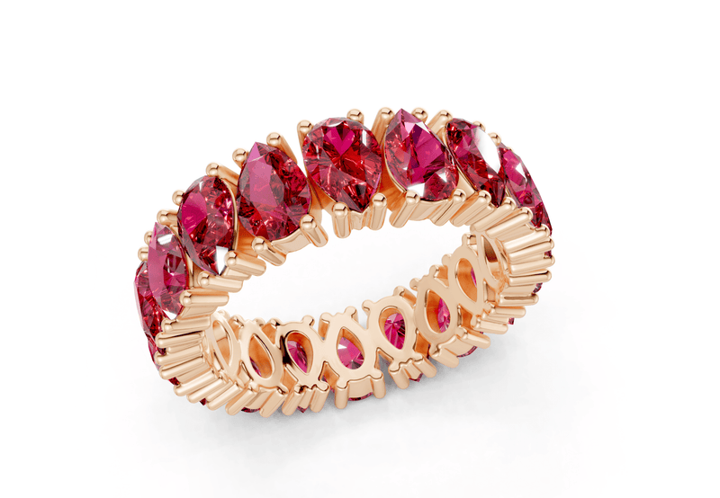 Melrose Pear Cut Ruby Gemstone Eternity Band 8 Carat Total Wt. - Ring Premier
