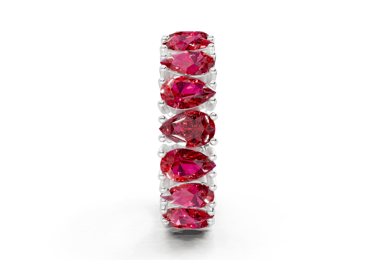 Melrose Pear Cut Ruby Gemstone Eternity Band 8 Carat Total Wt.