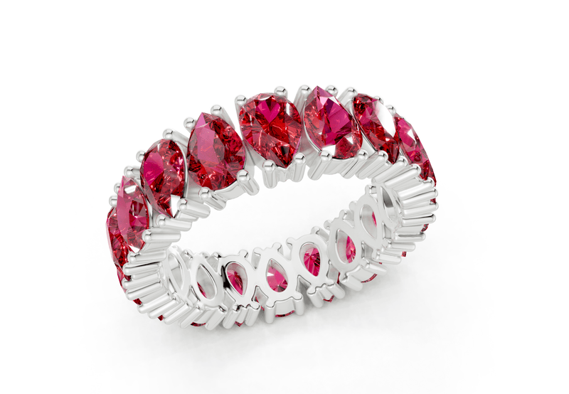 Melrose Pear Cut Ruby Gemstone Eternity Band 8 Carat Total Wt. - Ring Premier