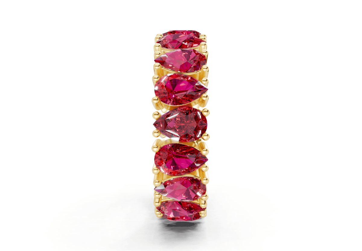 Melrose Pear Cut Ruby Gemstone Eternity Band 8 Carat Total Wt.