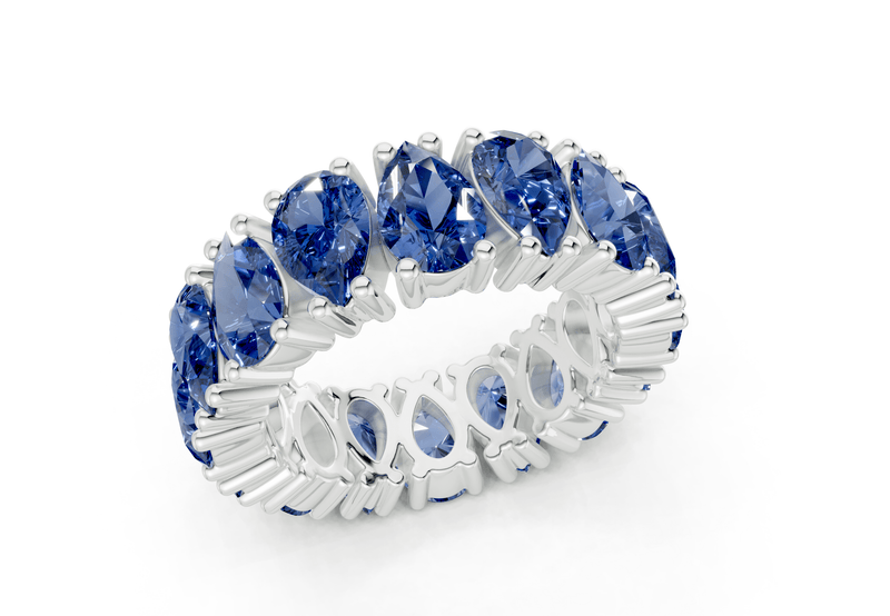 Melrose Pear Cut Sapphire Gemstone Eternity Band 5 Carat Total Wt. - Ring Premier