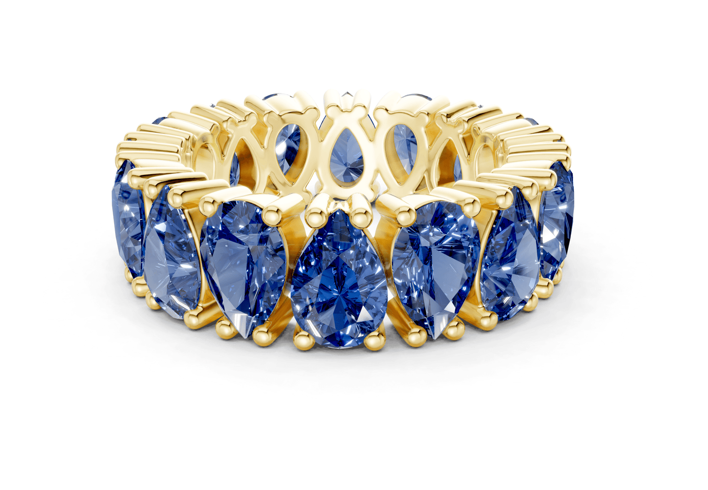 Melrose Pear Cut Sapphire Gemstone Eternity Band 5 Carat Total Wt. - Ring Premier