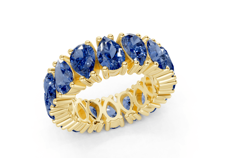 Melrose Pear Cut Sapphire Gemstone Eternity Band 5 Carat Total Wt. - Ring Premier