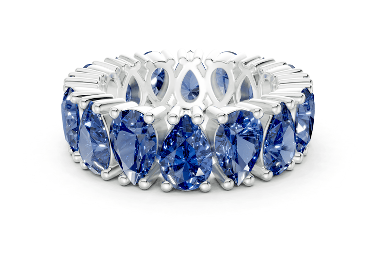 Melrose Pear Cut Sapphire Gemstone Eternity Band 5 Carat Total Wt. - Ring Premier