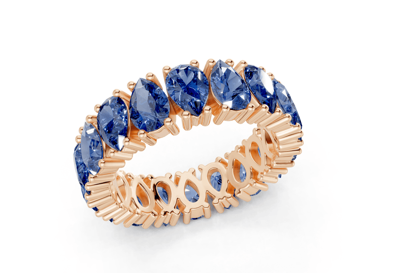 Melrose Pear Cut Sapphire Gemstone Eternity Band 8 Carat Total Wt. - Ring Premier
