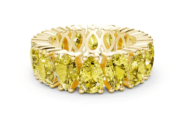 Melrose Pear Cut Yellow Diamond Eternity Band 5 Carat Total Wt.