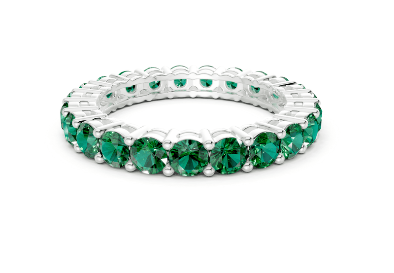 Melrose Round Cut Emerald Gemstone Eternity Band 5 Carat Total Wt. - Ring Premier