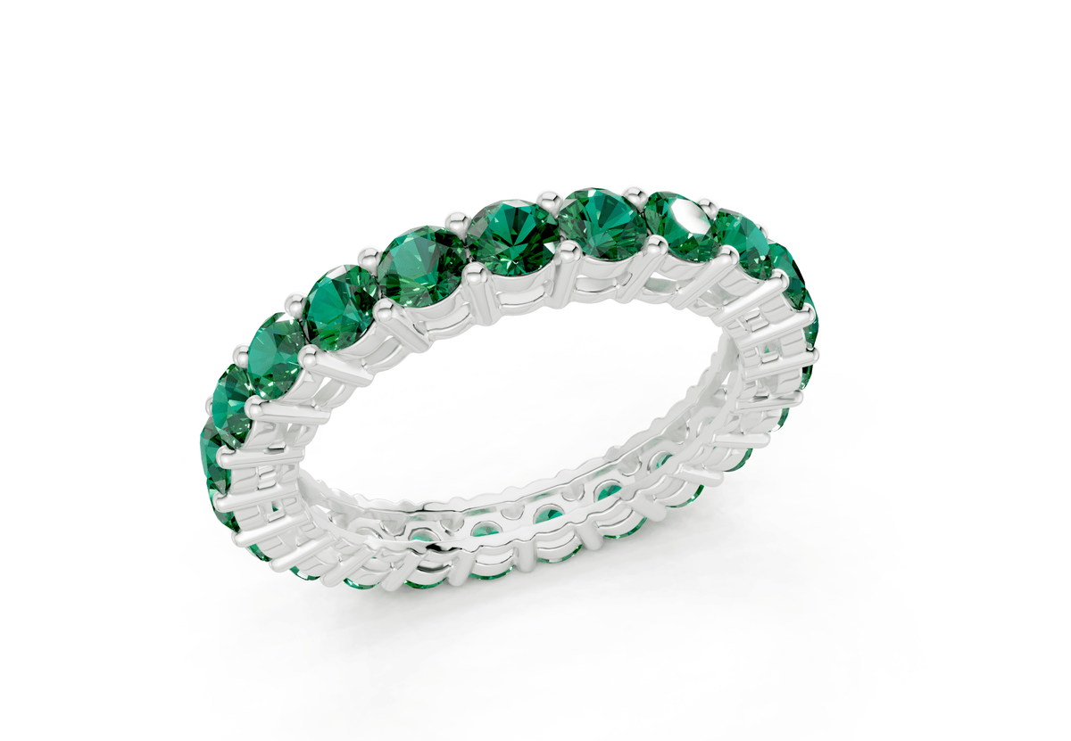 Melrose Round Cut Emerald Gemstone Eternity Band 7 Carat Total Wt.
