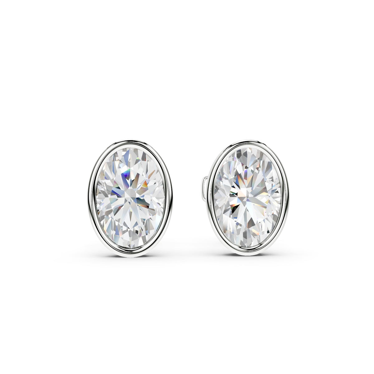 Bezel Set Martini Oval Lab Diamond Studs