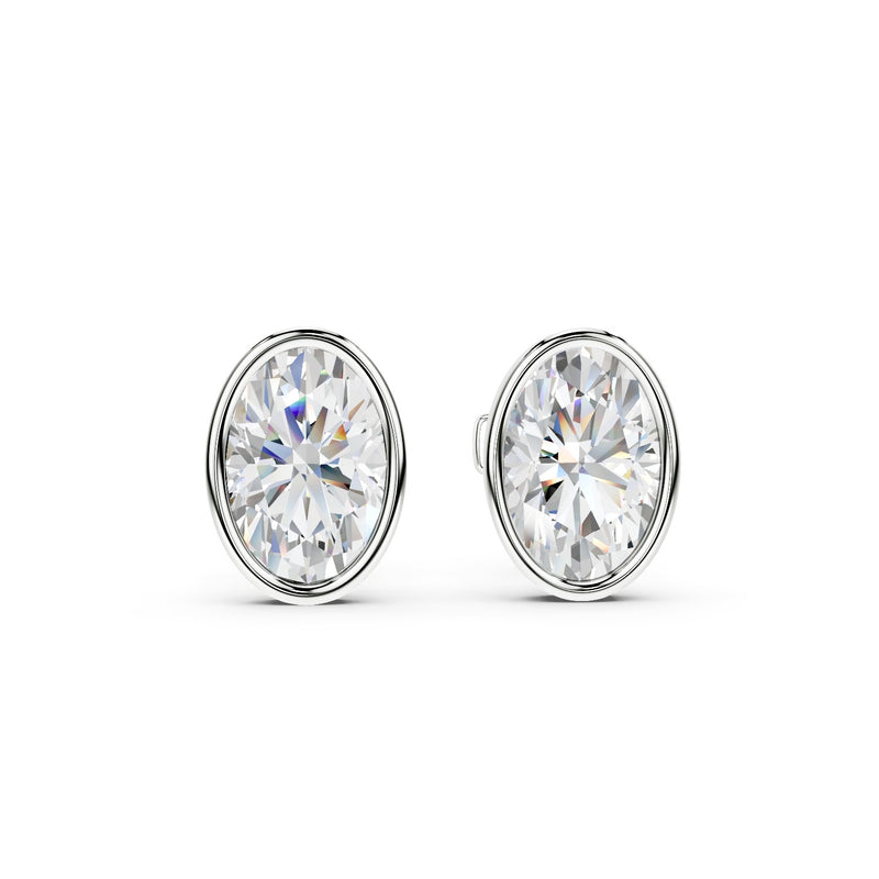 Bezel Set Martini Oval Lab Diamond Studs