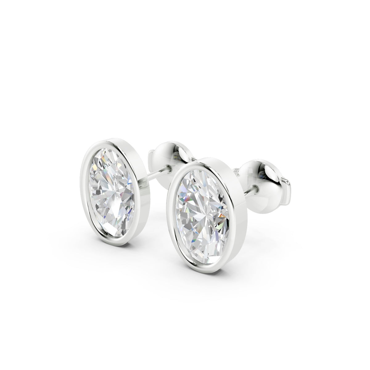 Bezel Set Martini Oval Lab Diamond Studs