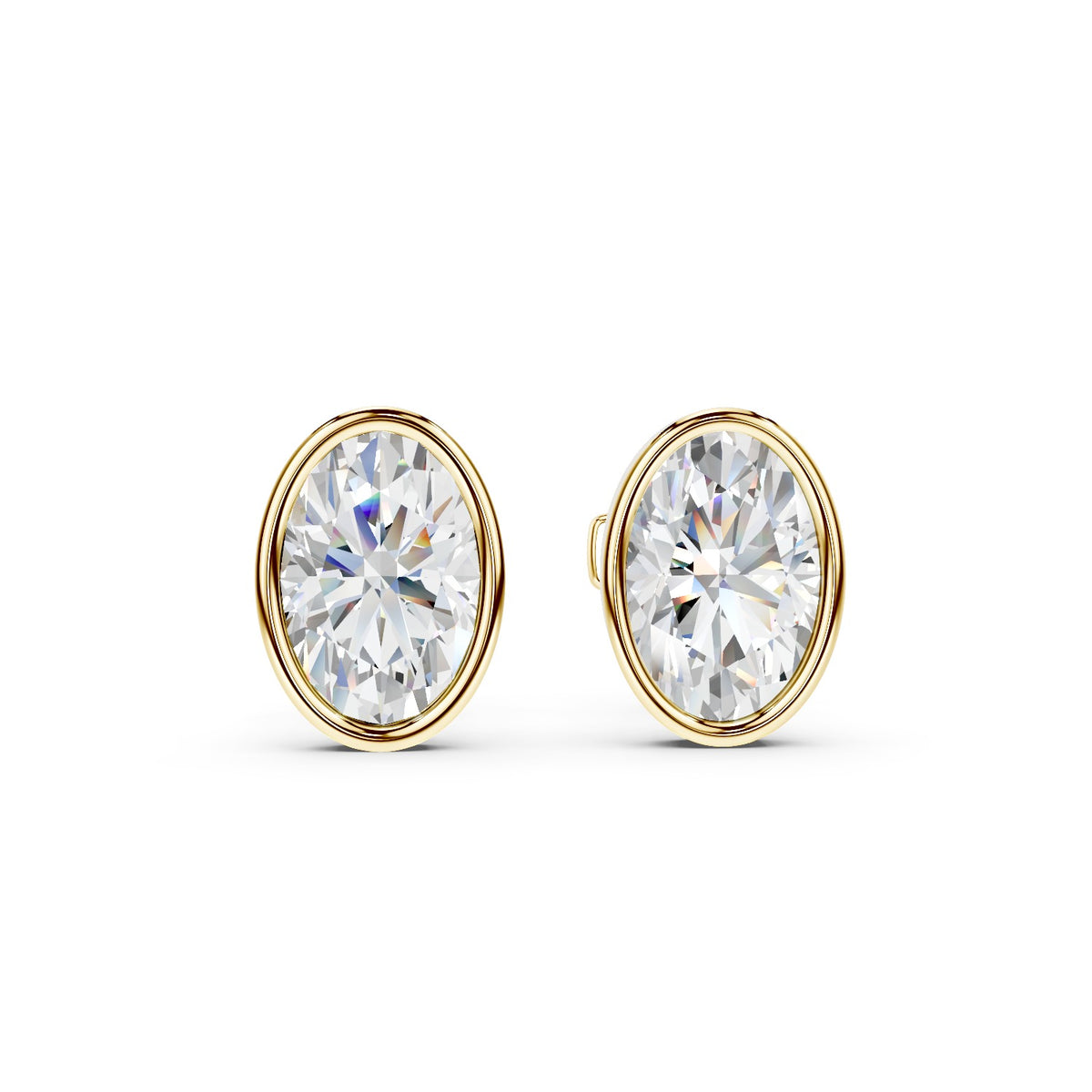 Bezel Set Martini Oval Lab Diamond Studs