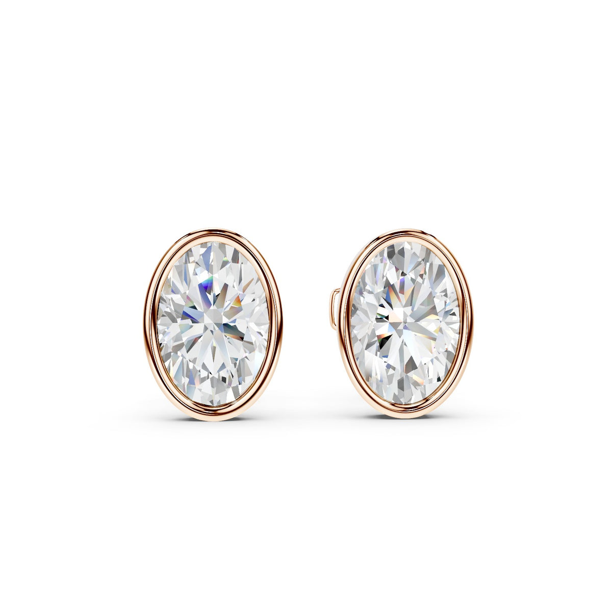 Bezel Set Martini Oval Lab Diamond Studs