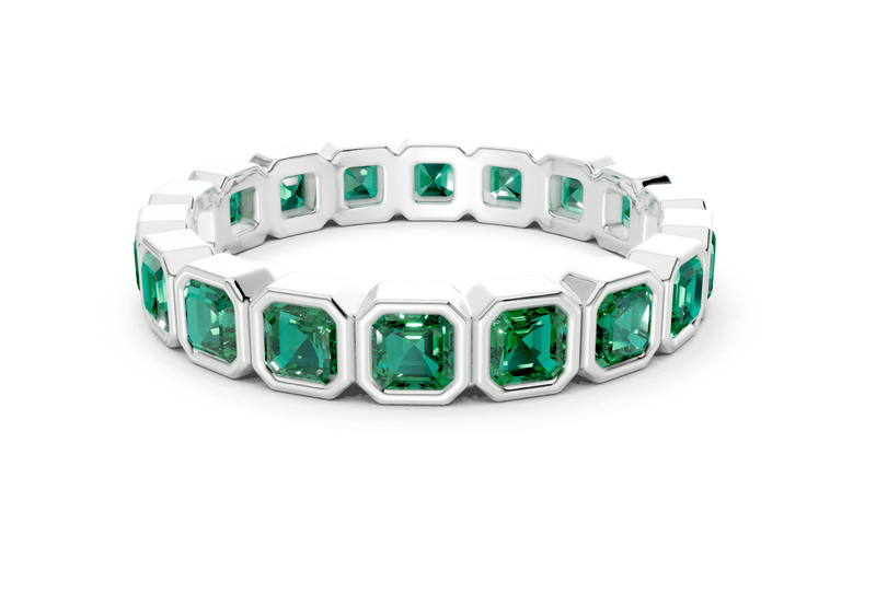 Petite Elysees Asscher Cut Emerald Gemstone Eternity Band 1½ Carat Total Wt. - Ring Premier