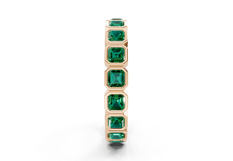 Petite Elysees Asscher Cut Emerald Gemstone Eternity Band 1½ Carat Total Wt. - Ring Premier