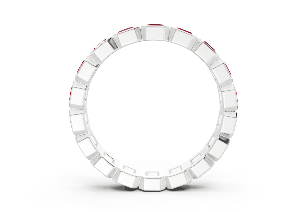 Petite Elysees Asscher Cut Ruby Gemstone Eternity Band 1½ Carat Total Wt.