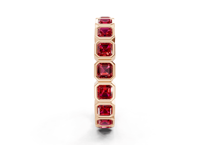 Petite Elysees Asscher Cut Ruby Gemstone Eternity Band 1½ Carat Total Wt. - Ring Premier