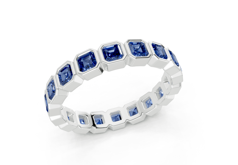 Petite Elysees Asscher Cut Sapphire Gemstone Eternity Band 1½ Carat Total Wt. - Ring Premier