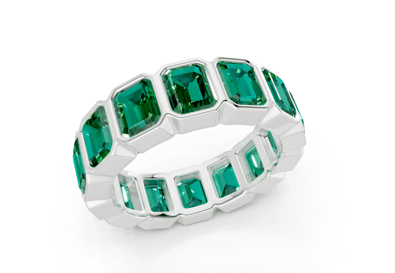 Petite Elysees Emerald Cut Emerald Gemstone Eternity Band 2 Carat Total Wt. - Ring Premier