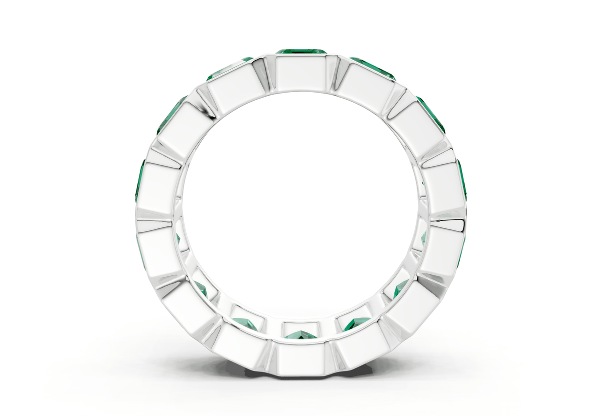 Petite Elysees Emerald Cut Emerald Gemstone Eternity Band 2 Carat Total Wt.